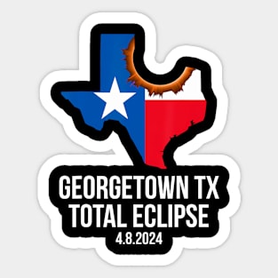 Georgetown Texas Total Eclipse 2024 State Outline Texan Flag Sticker